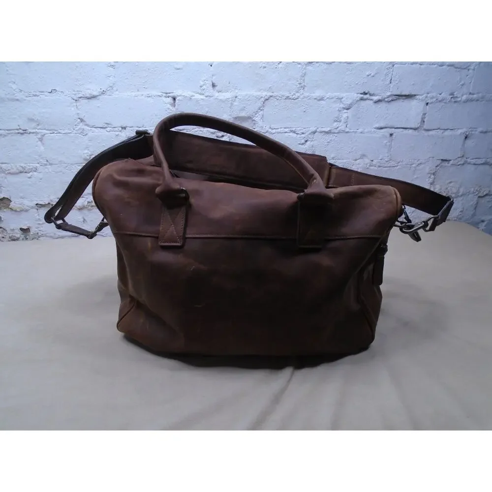 MOORE & GILES “NetJets” Edition Heavy Leather Duffel EUC Durable Weekend Travel